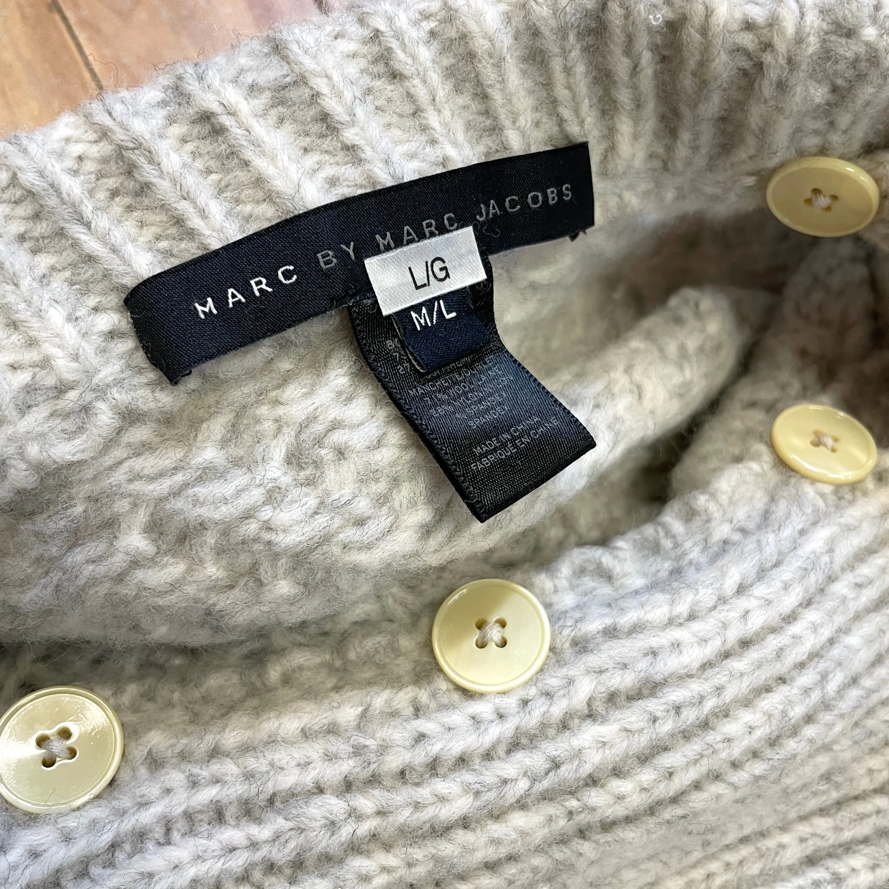 Y2K Marc by Marc Jacobs Vintage Designer Chunky Cable Knit Sweater with Detachable Scarf