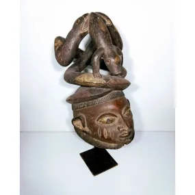 Yoruba Pythons with Warthog Parable Gelede Mask, Nigeria #