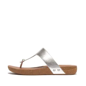 รองเท้าแตะแบบหูหนีบ ผู้หญิง รุ่น iQUSHION METALLIC-LEATHER TOE-POST SANDALS