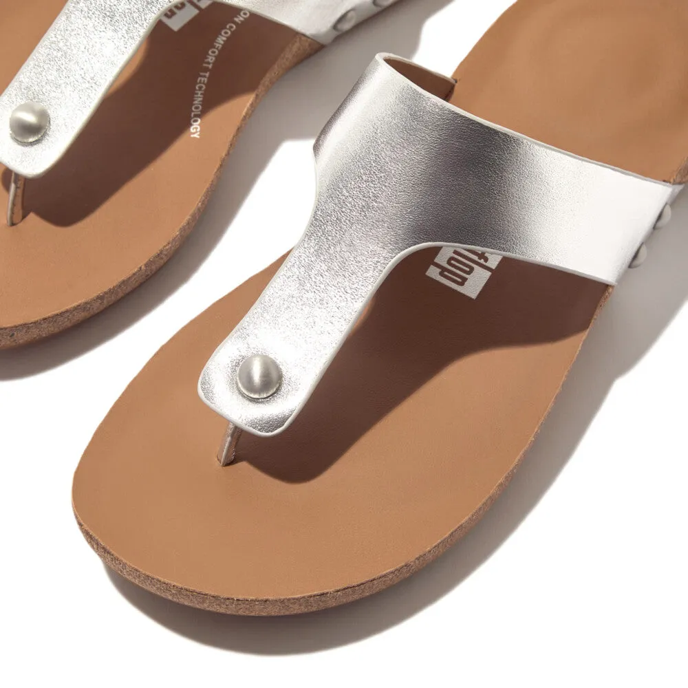 รองเท้าแตะแบบหูหนีบ ผู้หญิง รุ่น iQUSHION METALLIC-LEATHER TOE-POST SANDALS